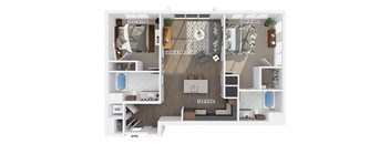 a floor plan of a 1 bedroom apartment at the residences at silver hill in suitland,