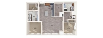 Two bedroom floor plan image at Vero Apartments in Chelsea MA
