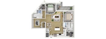 Two bedroom floor plan at Treo Apartments in Fort Lauderdale FL