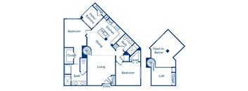 Two bedroom floor plan at Main and Jamboree Apartments in Irvine CA