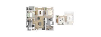 Two bedroom floor plan image at The Wylden in Los Angeles CA