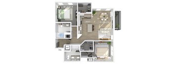 Two bedroom floor plan at The Brynn in Kirkland WA