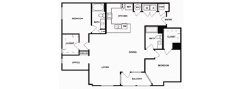 Two bedroom floor plan image at Norte Town Lake Apartments in Tempe Arizona