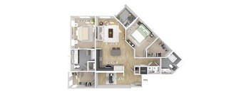 Two bedroom floor plan image at The Wylden in Los Angeles CA