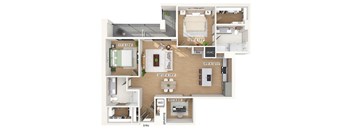 Two bedroom floor plan at 1010 Waugh Apartments in Houston TX