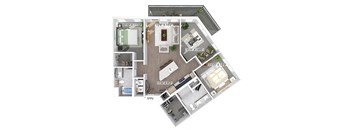 Two bedroom floor plan at The Brynn in Kirkland WA