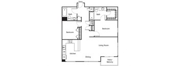 Two bedroom floor plan at Riverpark Apartments in Redmond WA