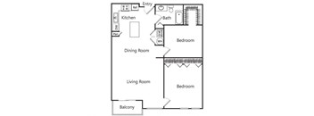 Two bedroom floor plan at Riverpark Apartments in Redmond WA