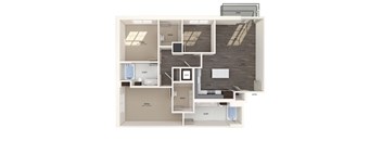 Two bedroom floor plan at North at Totem Lake Apartments in Kirkland WA
