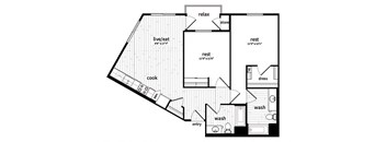 Two bedroom floor plan at GEO Apartment in Fremont CA