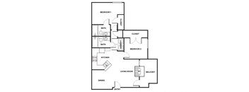 Two bedroom Floor plan Image at Cypress View Villas Apartments in Weatherford, TX