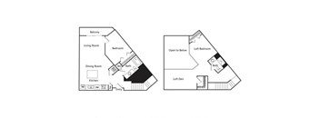 Two bedroom floor plan at Riverpark Apartments in Redmond WA