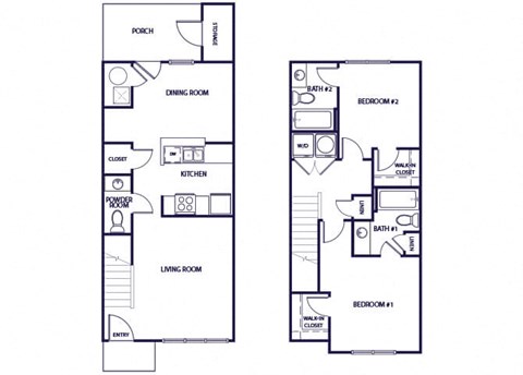 Two bedroom floor plan at Grand Oaks Apartments in Chester VA