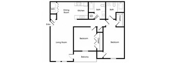 Two bedroom floor plan image at Chroma Park Apartments in Austell GA