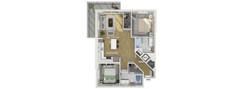 Two bedroom floor plan at Treo Apartments in Fort Lauderdale FL