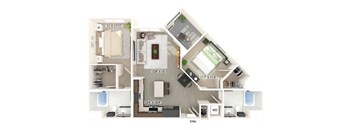 Two bedroom floor plan at Bowen Apartments in San Diego CA
