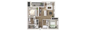 Two bedroom floor plan at Rowlen Apartments in Broomfield CO