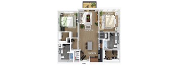 Two bedroom floor plan at 333 Ellington in Gaithersburg MD