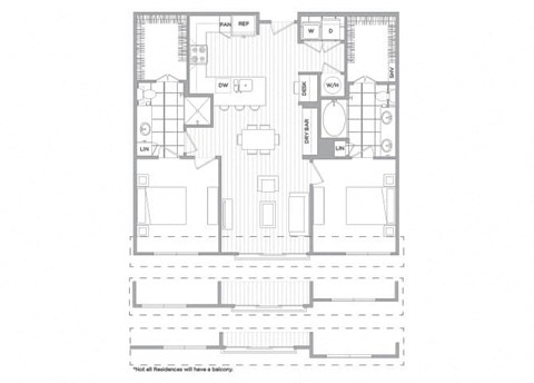 Two bedroom floor plan image at Cirro King of Prussia Apartments in King of Prussia PA