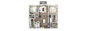 Two bedroom floor plan at The Edley in Atlanta GA