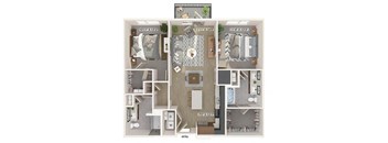 Two bedroom floor plan image at 1900 Parmer Apartments in Austin TX