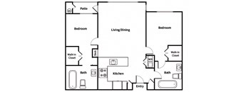 B1 Floorplan Image at Town Center Apartments in Santa Clarita CA