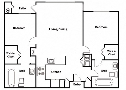 B1 Floorplan Image at Town Center Apartments in Santa Clarita CA