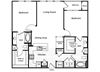 Two bedroom two bathroom floor plan at Westchester at the Pavilions in Waldorf MD