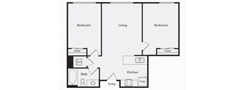 B1 Two bedroom floor plan image at iL Palazzo Apartments in San Diego CA