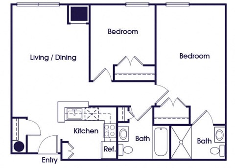 Two bedroom Floorplan Image at Guardian Place Apartments in Richmond VA