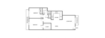 Two bedroom floor plan at Mission James Place Apartments in Austin Texas
