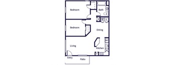 two bedroom floor plan image at tidwell estates