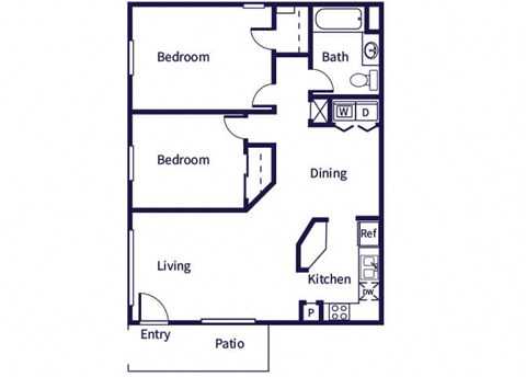 two bedroom floor plan image at tidwell estates
