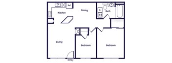 Two bedroom floor plan at Dayton Park Apartments in Dayton TX