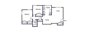 two bedroom floor plan image at Leesburg Apartments in Leesburg VA