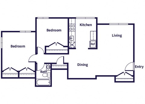 two bedroom floor plan image at Leesburg Apartments in Leesburg VA