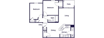 Two bedroom one bathroom floor plan image at Weston Circle