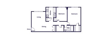 two bedroom floor plan image at Leesburg Apartments in Leesburg VA