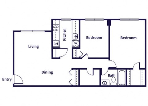 two bedroom floor plan image at Leesburg Apartments in Leesburg VA