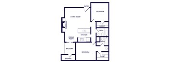 Two bedroom floor plan at Newport Apartment Homes in Nashville TN