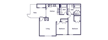 Two bedroom floor plan image at Fallbrook Ranch in Houston TX