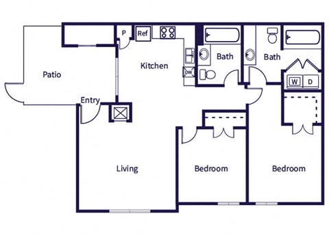Two bedroom floor plan image at Fallbrook Ranch in Houston TX