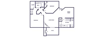 Two bedroom floor plan at Landmark at Wynton Pointe Apartment Homes in Nashville TN