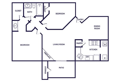 Two bedroom floor plan at Landmark at Wynton Pointe Apartment Homes in Nashville TN