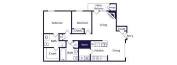 Two bedroom floor plan image at Parkfield Apartment Homes in Denver CO