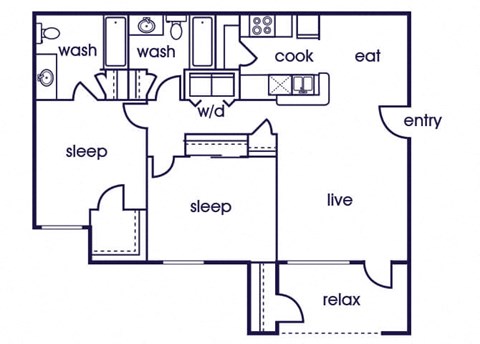 B1 Floorplan Image at Bonito Parque Apartments in San Antonio, TX