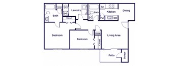 Two bedroom floor plan image at Greens of Pine Glen in Durham NC