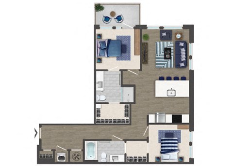 Two bedroom Floorplan Image at Caroline Apartments in Charleston SC