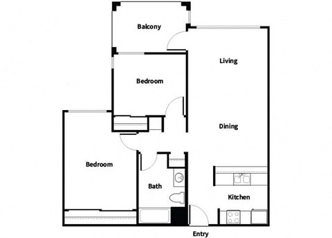 B1 One Bedroom floor plan at Harvard Yard and Glenmary in Los Angeles, CA