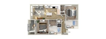 Two bedroom floor plan at The Braydon Apartments in Napa CA
